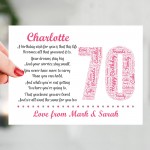 Personalised 70th Birthday Gift for Her Wife Mum A3 Framed Print