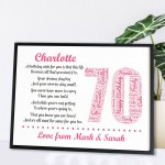 Personalised 70th Birthday Gift for Her Wife Mum A3 Framed Print