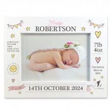 Baby Girl Picture Frame Personalised With Birth Details New Baby