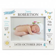Personalised Baby Boy Photo Frame With Birth Details New Baby