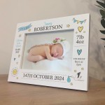 Personalised Baby Boy Photo Frame With Birth Details New Baby