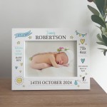 Personalised Baby Boy Photo Frame With Birth Details New Baby