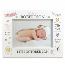 Personalised Baby Girl Photo Frame With Birth Details New Baby
