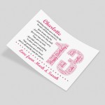 Personalised 13th Birthday Gifts for Her Women Daughter A3 Print