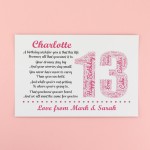 Personalised 13th Birthday Gifts for Her Women Daughter A3 Print