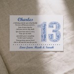 Personalised 13th Birthday Gift for Him Men Son Brother A3 Print