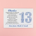 Personalised 13th Birthday Gift for Him Men Son Brother A3 Print