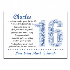 Personalised 16th Birthday Gift for Him Men Son Brother A3 Print