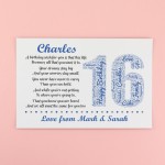 Personalised 16th Birthday Gift for Him Men Son Brother A3 Print