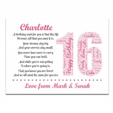 Personalised 16th Birthday Gifts for Her Girls Daughter A3 Print