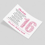 Personalised 16th Birthday Gifts for Her Girls Daughter A3 Print