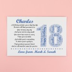 Personalised 18th Birthday Gift for Him Men Son Brother A3 Print
