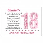 Personalised 18th Birthday Gift for Girls Daughter A3 Print