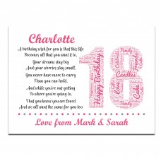 Personalised 18th Birthday Gift for Girls Daughter A3 Print
