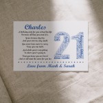 Personalised 21st Birthday Gift for Him Men Son Brother A4 Print