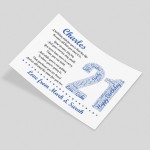 Personalised 21st Birthday Gift for Him Men Son Brother A4 Print