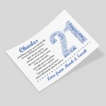 Personalised 21st Birthday Gift for Him Men Son Brother A4 Print