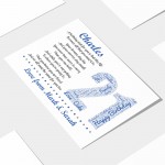 Personalised 21st Birthday Gift for Him Men Son Brother A4 Print