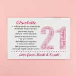 Personalised 21st Birthday Gifts for Her Girls Daughter A3 Print