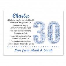 Personalised 30th Birthday Gift for Him Men Son Brother A3 Print