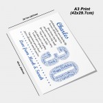 Personalised 30th Birthday Gift for Him Men Son Brother A3 Print