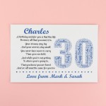 Personalised 30th Birthday Gift for Him Men Son Brother A3 Print