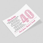 Personalised 40th Birthday Gifts for Her Women Wife Mum A3 Print