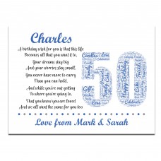 Personalised 50th Birthday Gift for Him Men Husband Dad A3 Print