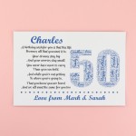 Personalised 50th Birthday Gift for Him Men Husband Dad A3 Print