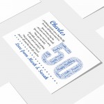 Personalised 50th Birthday Gift for Him Men Husband Dad A3 Print
