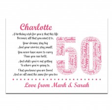 Personalised 50th Birthday Gifts for Her Women Wife Mum Nan