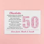 Personalised 50th Birthday Gifts for Her Women Wife Mum Nan