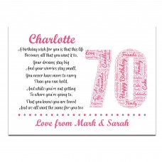 Personalised 70th Birthday Gifts for Her Women Wife Mum Nanny