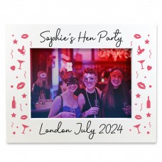 Hen Party Personalised Gifts, 7x5 White Wooden Frame, Hen Do Gif