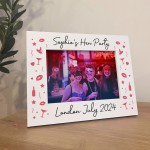 Hen Party Personalised Gifts, 7x5 White Wooden Frame, Hen Do Gif