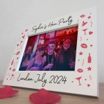 Hen Party Personalised Gifts, 7x5 White Wooden Frame, Hen Do Gif