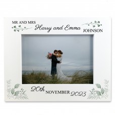 Personalised Wedding Gifts For Husband and Wife 7x5 White Wood