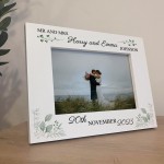 Personalised Wedding Gifts For Husband and Wife 7x5 White Wood