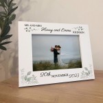 Personalised Wedding Gifts For Husband and Wife 7x5 White Wood