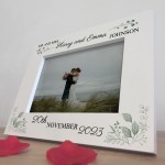 Personalised Wedding Gifts For Husband and Wife 7x5 White Wood