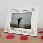 Personalised Wedding Gifts For Husband and Wife 7x5 White Wood