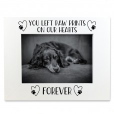 Dog Memorial White Photo Frame Paw Prints On Our Hearts Forever