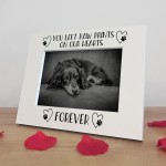 Dog Memorial White Photo Frame Paw Prints On Our Hearts Forever