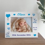 Personalised Baby Birth Details Newborn 7x5 White Wood Frame