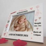 Personalised Baby Girl Birth Details 7x5 Frame Newborn Baby