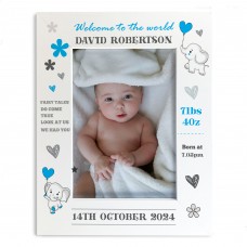 Welcome To The World Baby Boy Personalised Baby Photo Frame