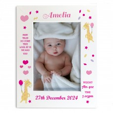Nursery Picture Frames Baby Girl Birth Details Personalised 7x5