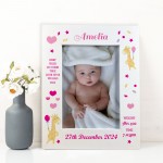 Nursery Picture Frames Baby Girl Birth Details Personalised 7x5