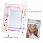 Nursery Picture Frames Baby Girl Birth Details Personalised 7x5