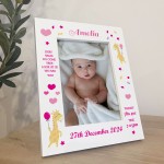 Nursery Picture Frames Baby Girl Birth Details Personalised 7x5
